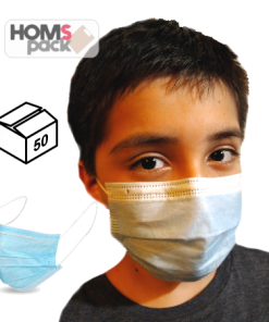 Caja De 50 Mascarillas Celeste Certificadas Infantiles